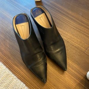 Stuart weitzman black kitten heel mules